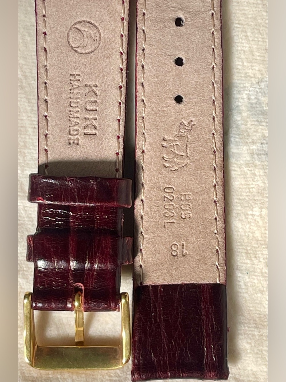 Luxury Leather Watch Strap Size 18mm Lug Width Long Handmade European Maker KUKI